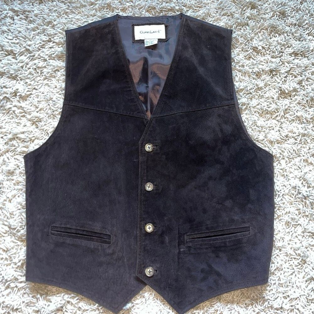 GREATLAND APPAREL Men's Medium Vintage Brown Genuine Leather Vest Western Cowboy